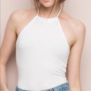 brandy melville white halter top